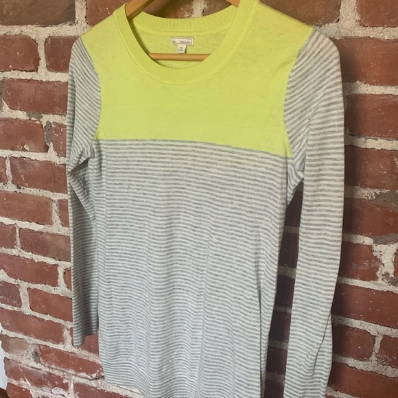 Gap colorblock striped sweater M grey crew neck - Picture 4 of 8